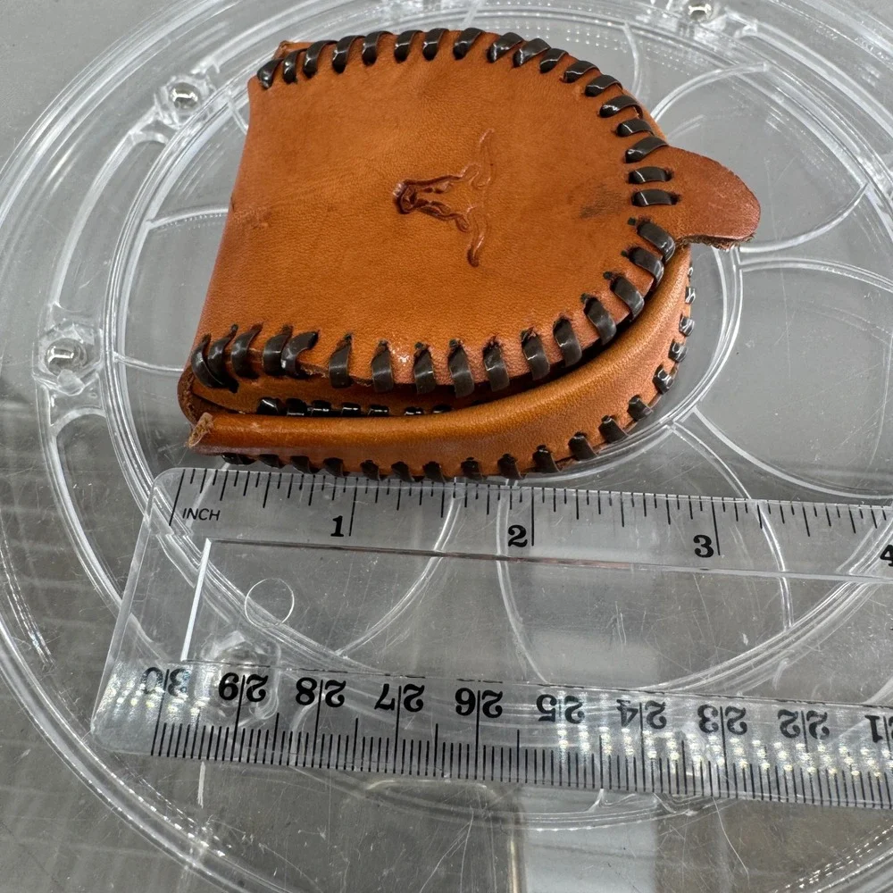 Unbranded Leather Longhorn Coin Pouch Whipstitch Western Bull Brown Small Wallet